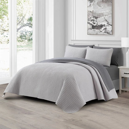 Nanshing Cassidy 7 Piece Solid Color Waffle Quilt Set