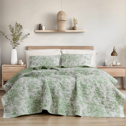 Wonderful Floral Quilt Set 3 Piece Cotton