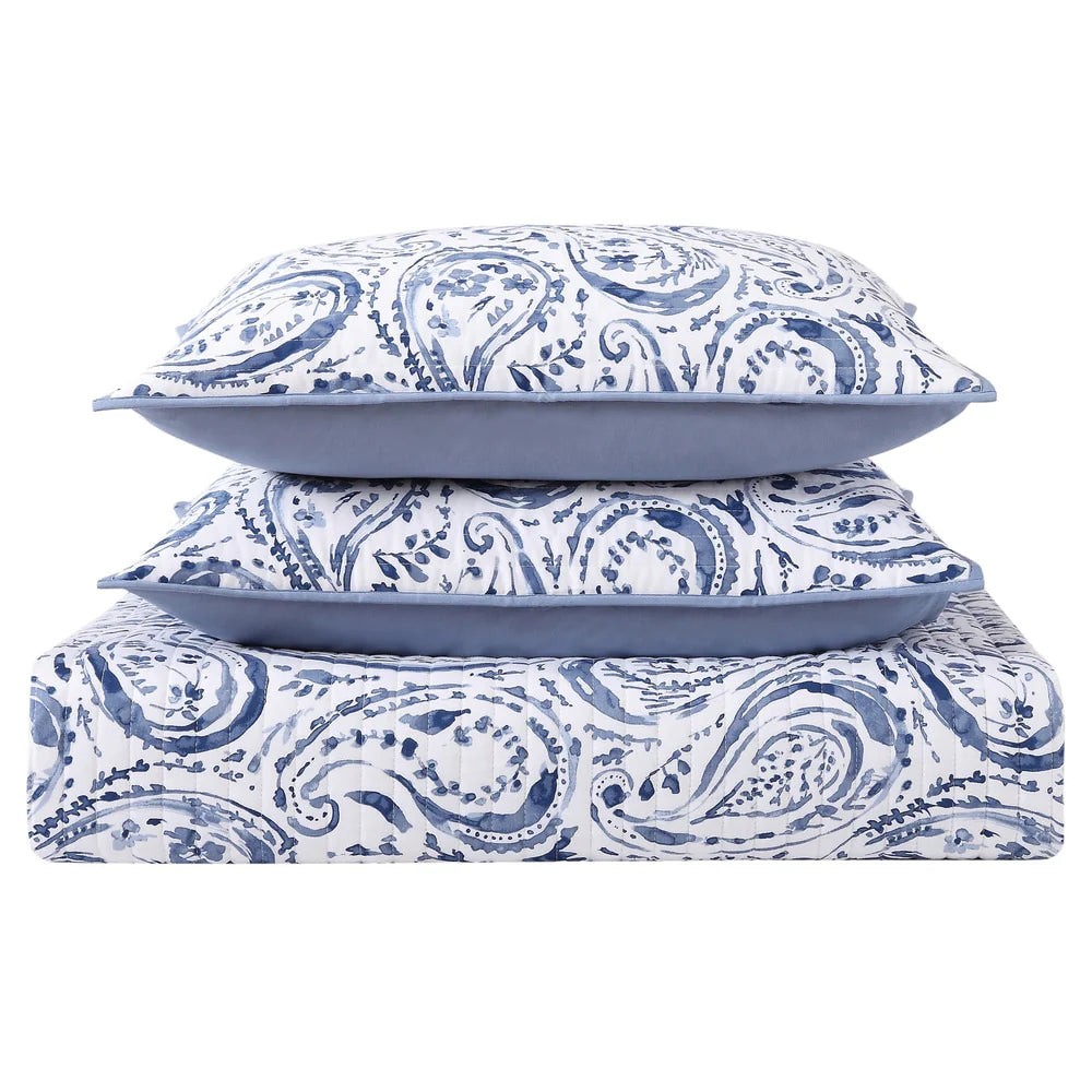 Oceanfront Resort Indienne Paisley Printed Cotton 3-Piece Quilt Set
