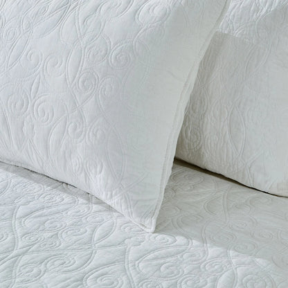 Patina Vie Maison 100% Cotton Stitched 3 Piece Quilt and Sham Set
