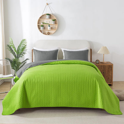 3-piece Fashionable Solid Embossed Quilt Set Bedspread Cover