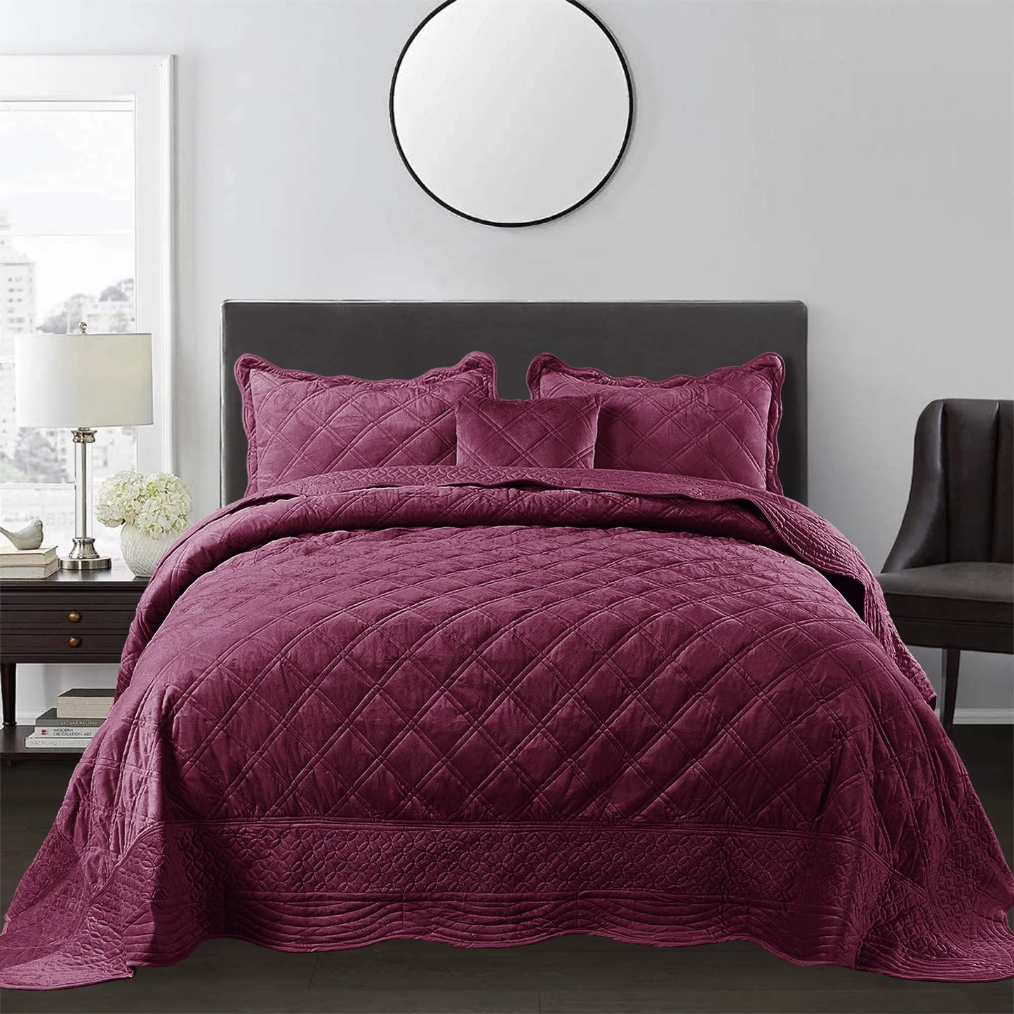 Serenta Supersoft Microplush Quilted 4 Pieces Bedspread Coverlet Set