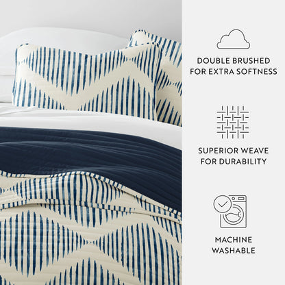 Becky Cameron All Season 3 Piece Distressed Diamond Reversible Quilt Set with Shams