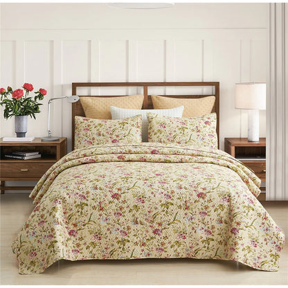 Vintage Rose Reversible Quilt Set, Bedspread, Coverlet
