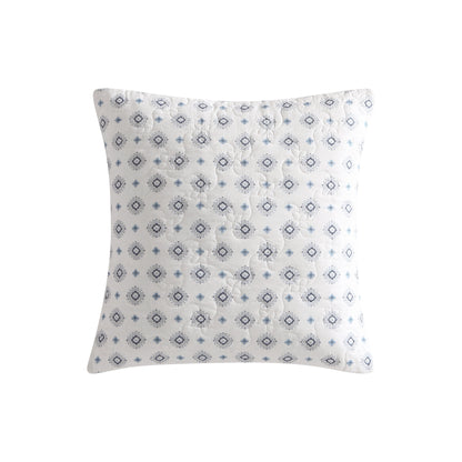 Stone Cottage Bexley Block Print Cotton Blue 4 Piece Quilt Bonus Set