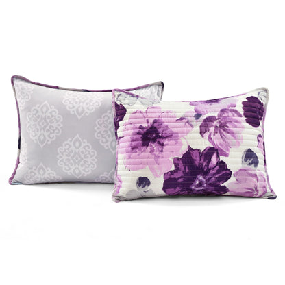 Levine Reversible Floral/ Damask 3-piece Quilt Set