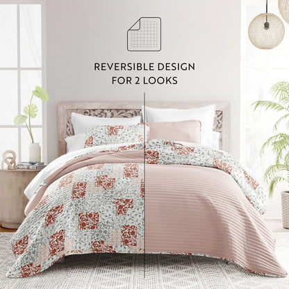 Becky Cameron All Season 3 Piece Scrolled Patchwork Reversible Quilt Set with Shams