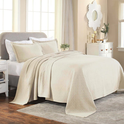 Superior Basketweave Cotton Decorative Bedspread Set