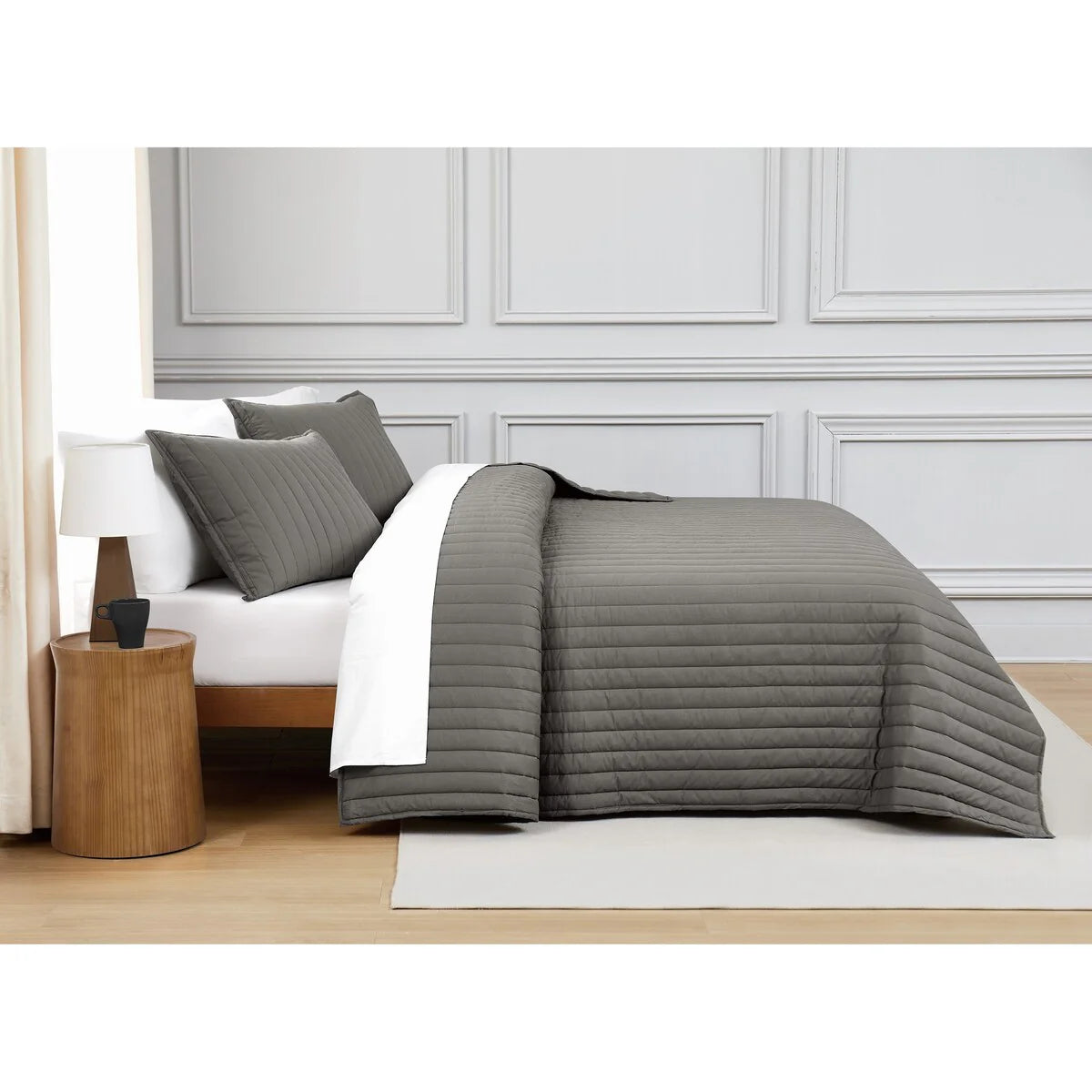 Brooklyn Loom Oversized Cotton Percale 3 Piece Quilt Set