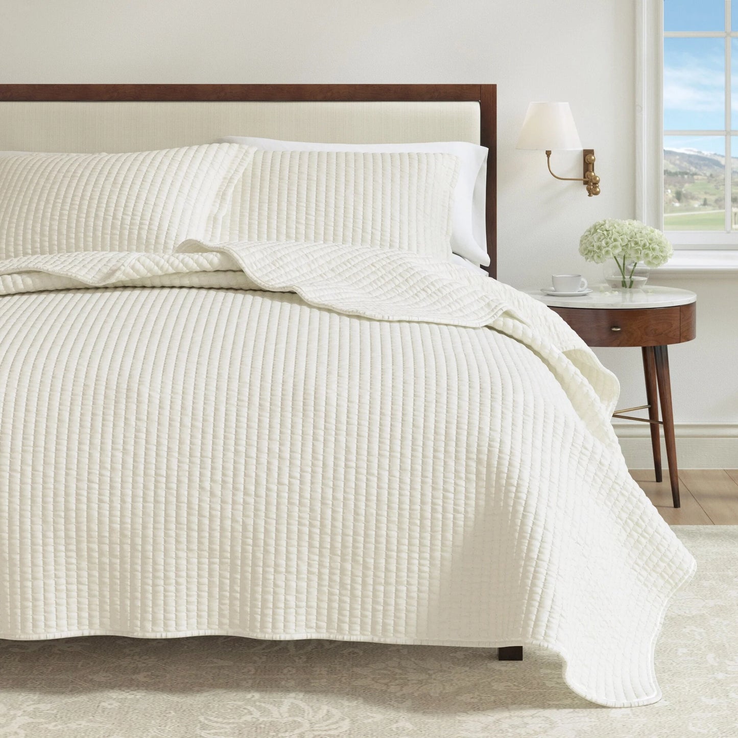 Linery & Co. Detailed Channel Stitch Microfiber Quilt Set With Shams.