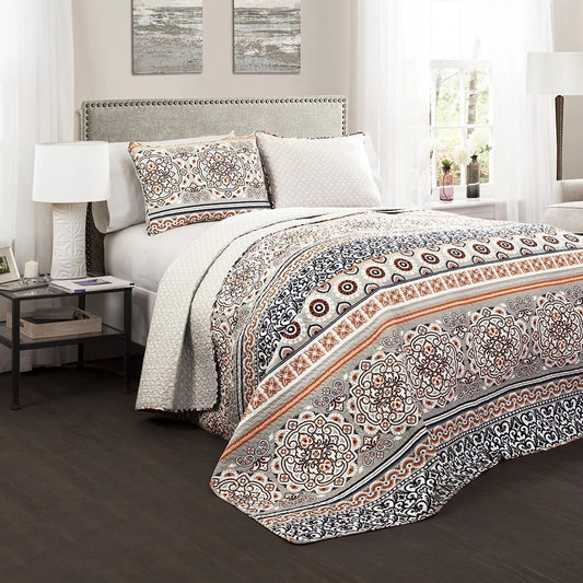 The Curated Nomad La Boheme Boho Stripe 3-piece Quilt Set