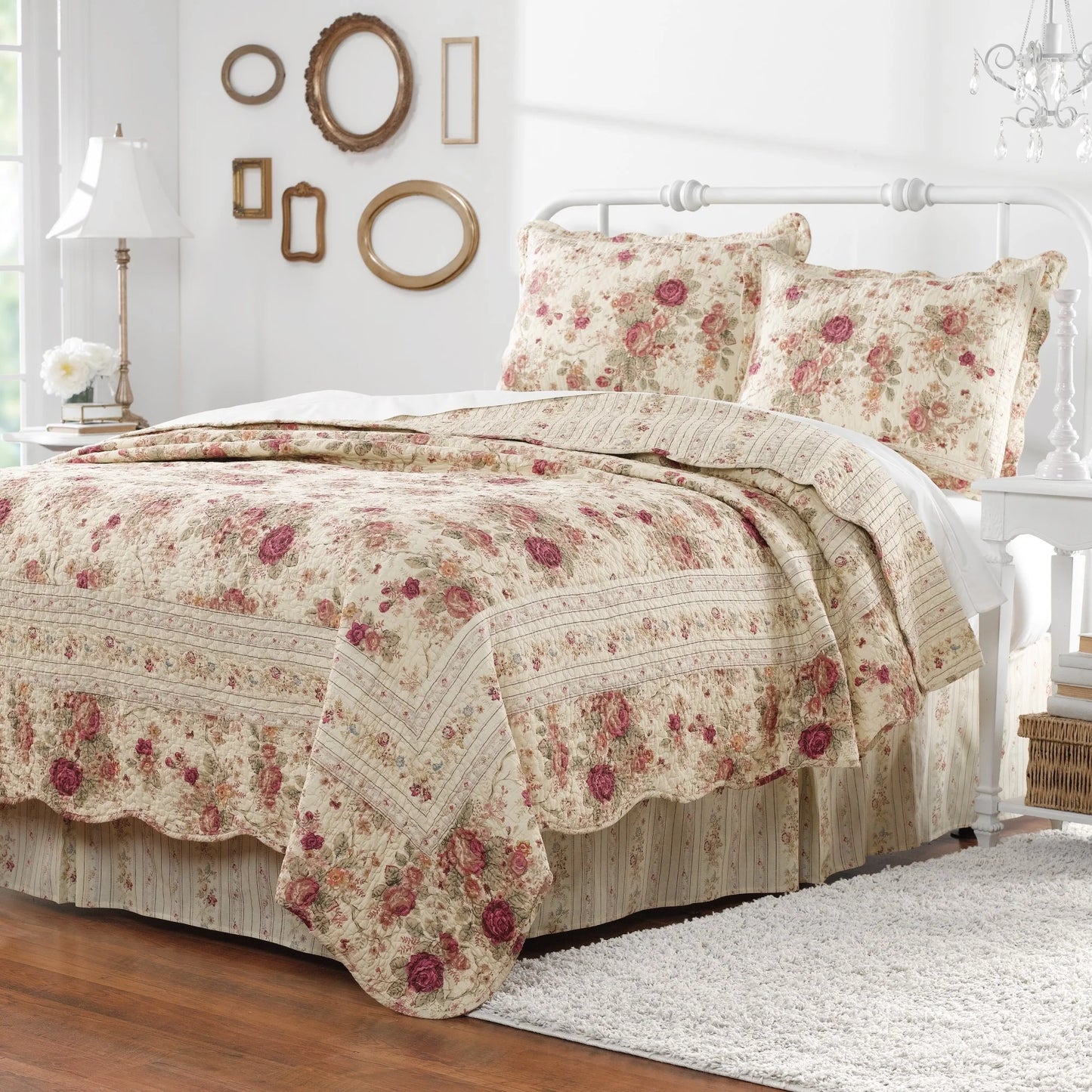 Greenland Home Fashions Antique Rose All-Cotton Reversible Quilt Set