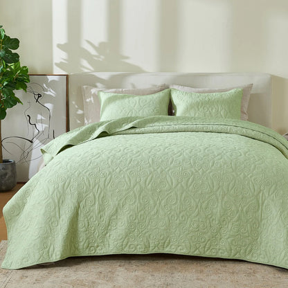 Patina Vie Maison 100% Cotton Stitched 3 Piece Quilt and Sham Set