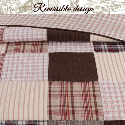 Cozy Line Brody Plaid Patchwork Reversible Quilt Bedding Set