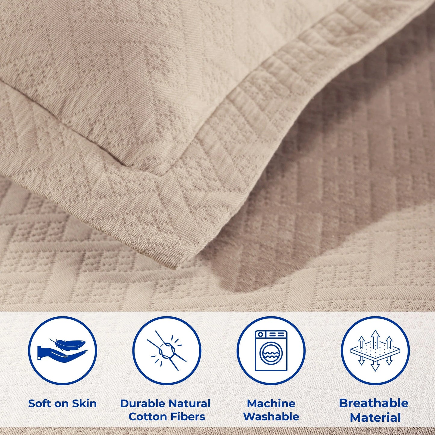 Superior Basketweave Cotton Decorative Bedspread Set
