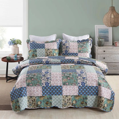 MarCielo 3 Piece Printed Quilt Set Lightweight Bedspread Set B026