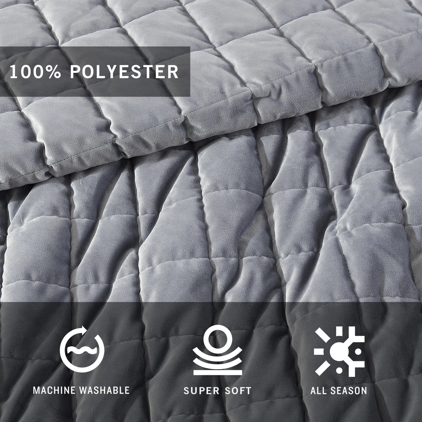 Kenneth Cole Solid Velvet Charcoal Reversible Quilt Set