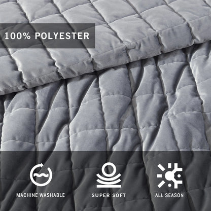 Kenneth Cole Solid Velvet Charcoal Reversible Quilt Set
