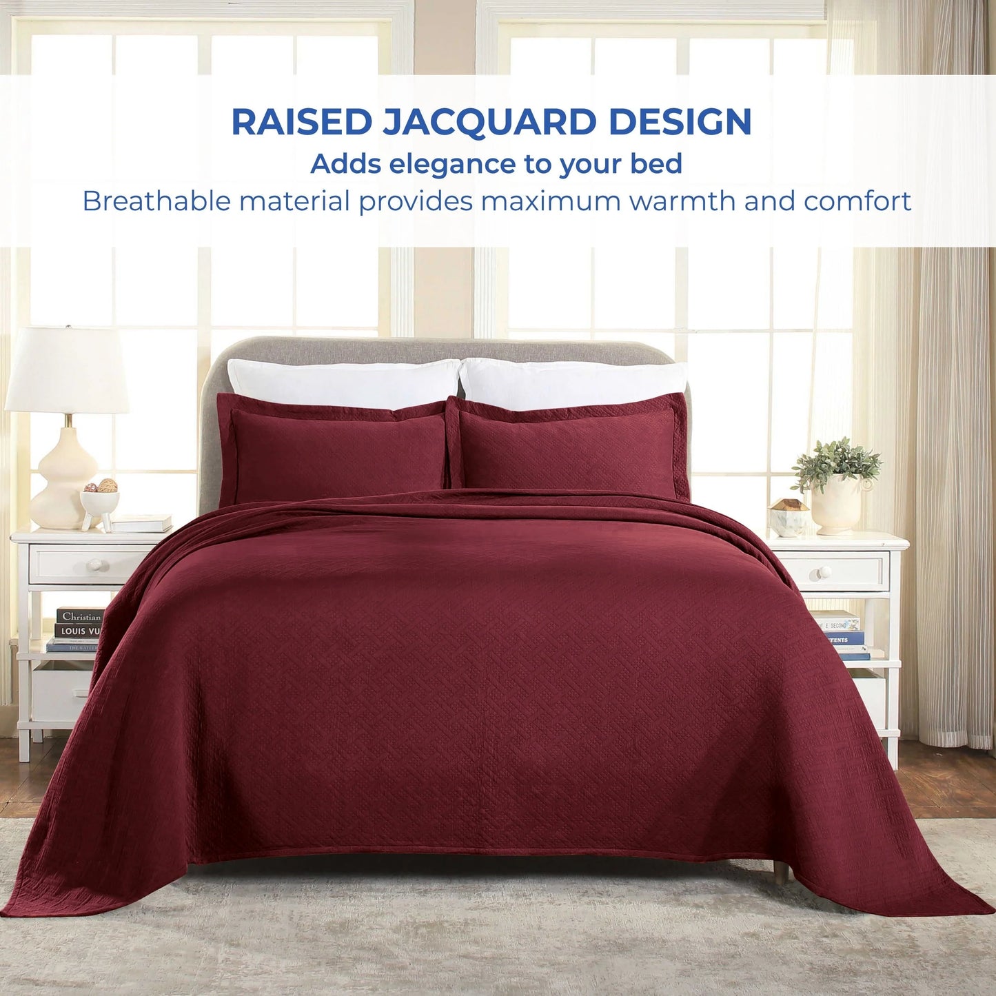 Superior Basketweave Cotton Decorative Bedspread Set
