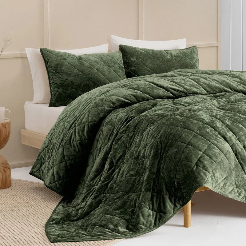 Wonderful Diamond Velvet 3 Piece Quilt Set