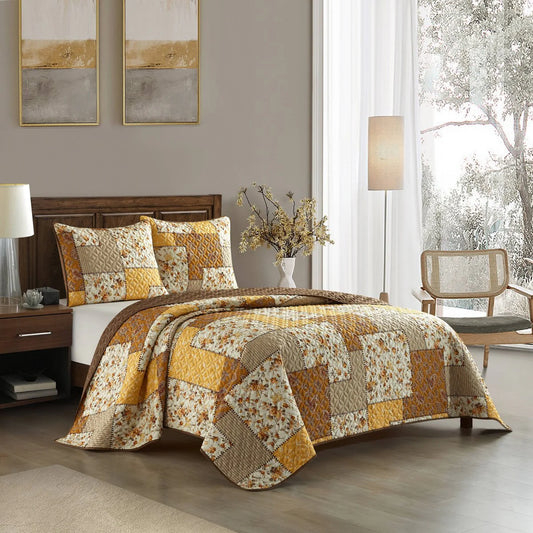 Nanshing Rezza 3 Piece Patchwork Floral Quilt Set