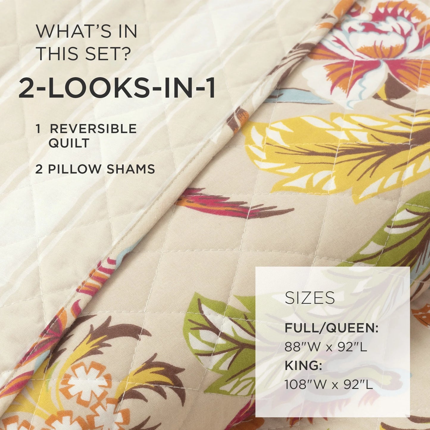 Lush Decor Dolores 3 Piece Cotton Quilt Set
