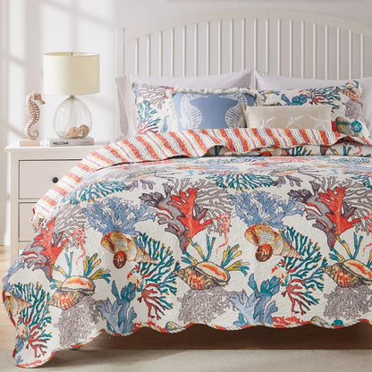 Greenland Home Fashions Atlantis Jade Reversible Quilt Set