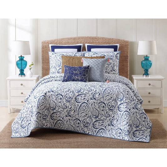 Oceanfront Resort Indienne Paisley Printed Cotton 3-Piece Quilt Set