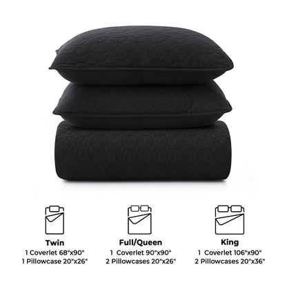 3-Piece Reversible Ultra Lighweight Coverlet Premium Microfiber Bedspread Quilt Set