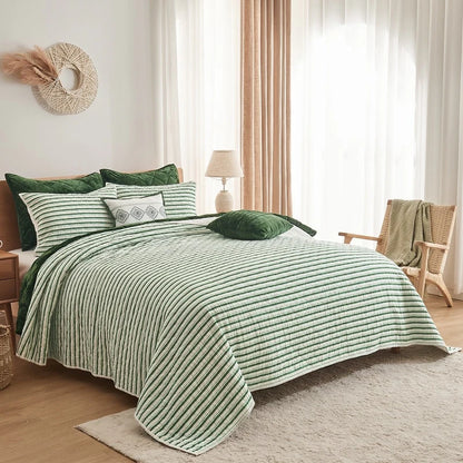 Wonderful 5 Piece Striped Coverlet Set