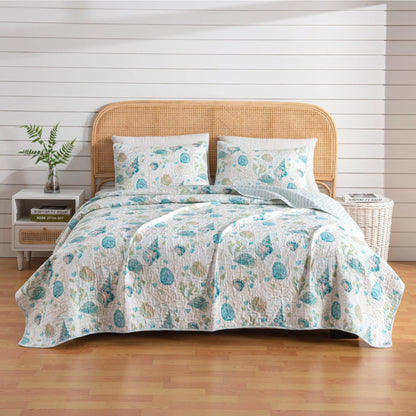 Linery & Co. Coastal Microfiber Quilt Set With Shams.
