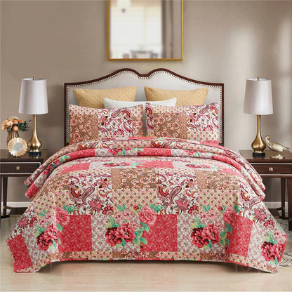 European Floral Quilt Set