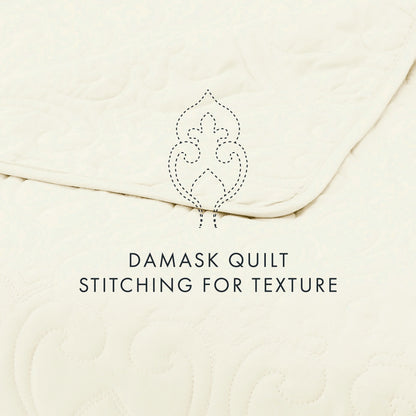 Soft Essentials Premium Ultra Soft Damask Pattern Quilted Coverlet Set