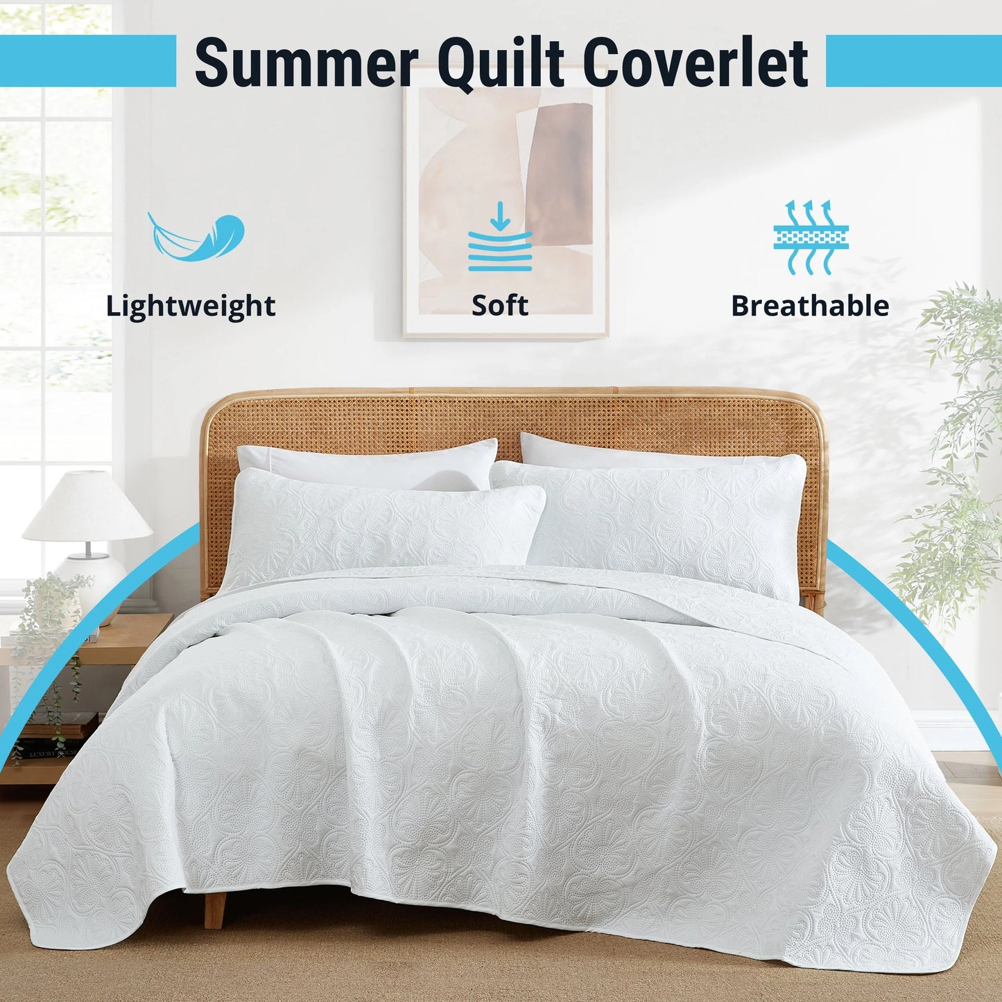 HLC.ME Benji - 3 Piece Size Quilt Set, Lightweight Bedspread Coverlet Set