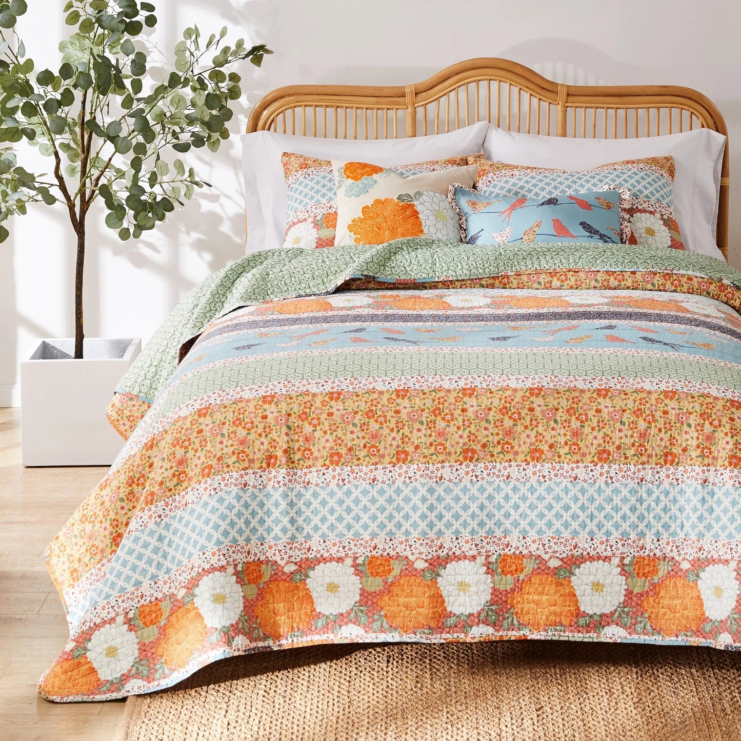 Barefoot Bungalow Carlie Modern Calico Reversible Cotton Quilt Set