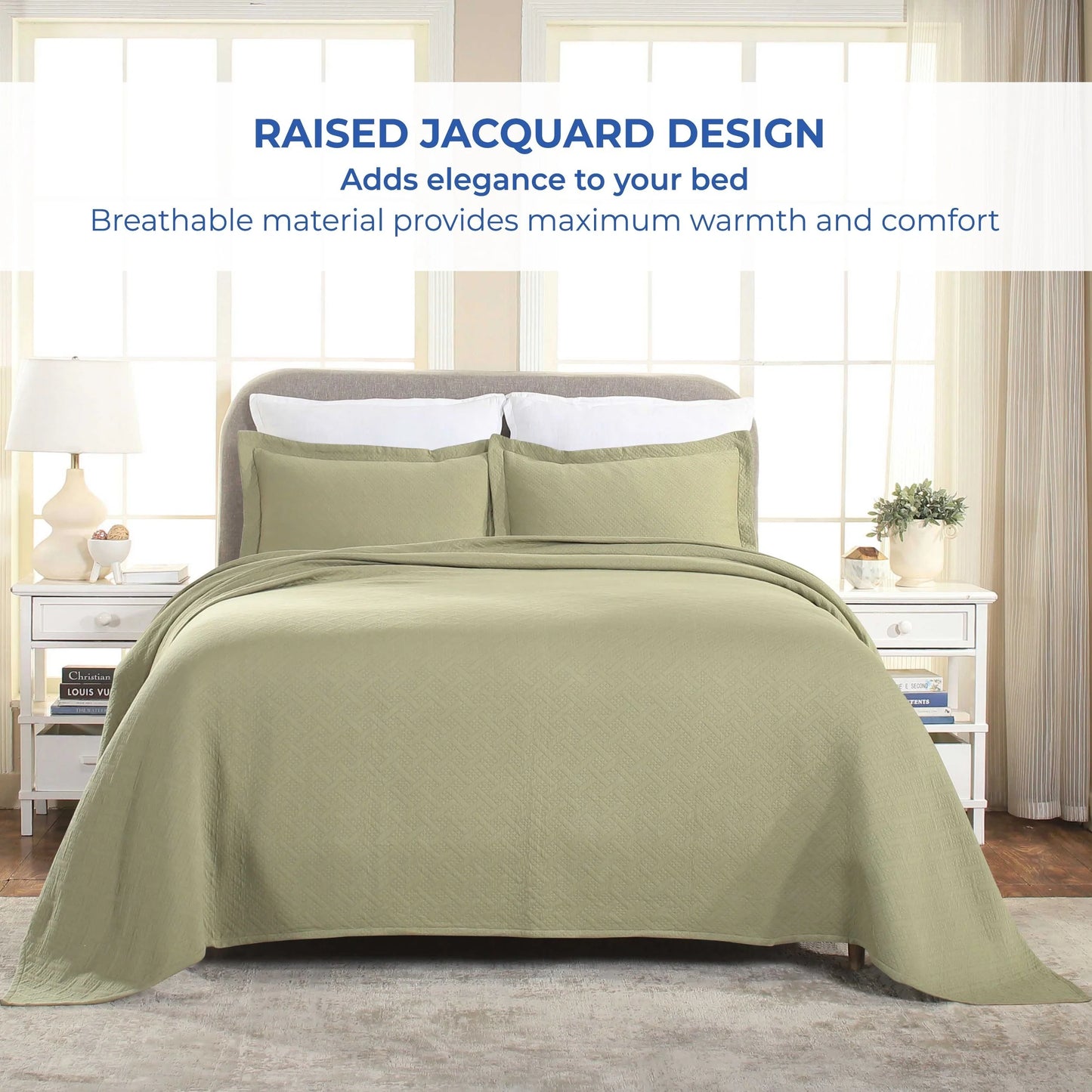 Superior Basketweave Cotton Decorative Bedspread Set