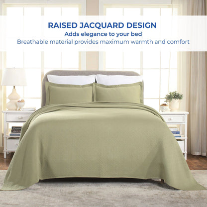Superior Basketweave Cotton Decorative Bedspread Set