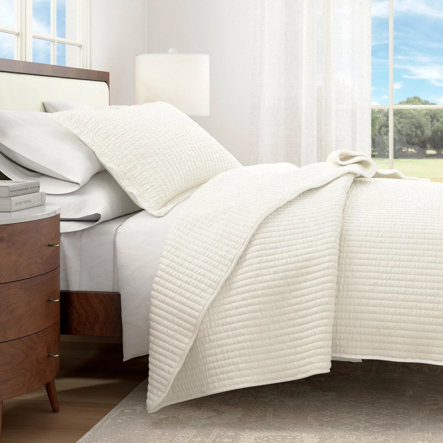 Linery & Co. Detailed Channel Stitch Microfiber Quilt Set With Shams.