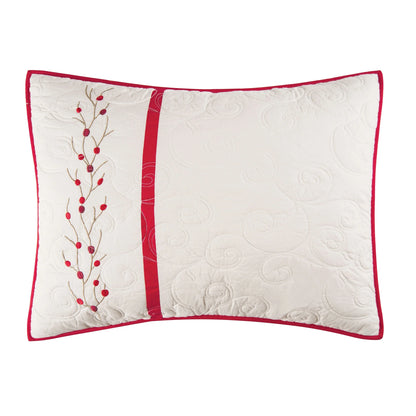 Christmas Berry Wreath Cotton Quilt and Sham Separates