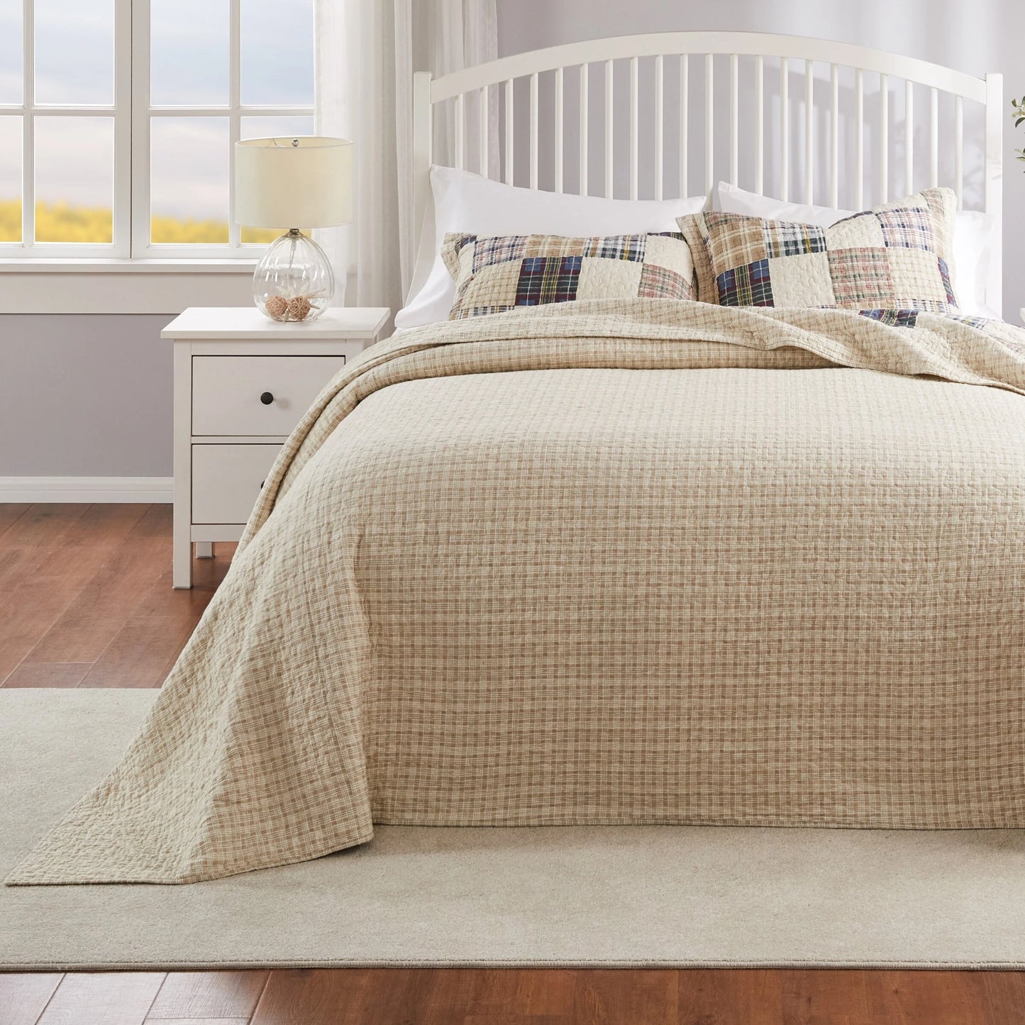 Greenland Home Oxford Quilted Bedspread Set, Traditional Plaid, Cotton