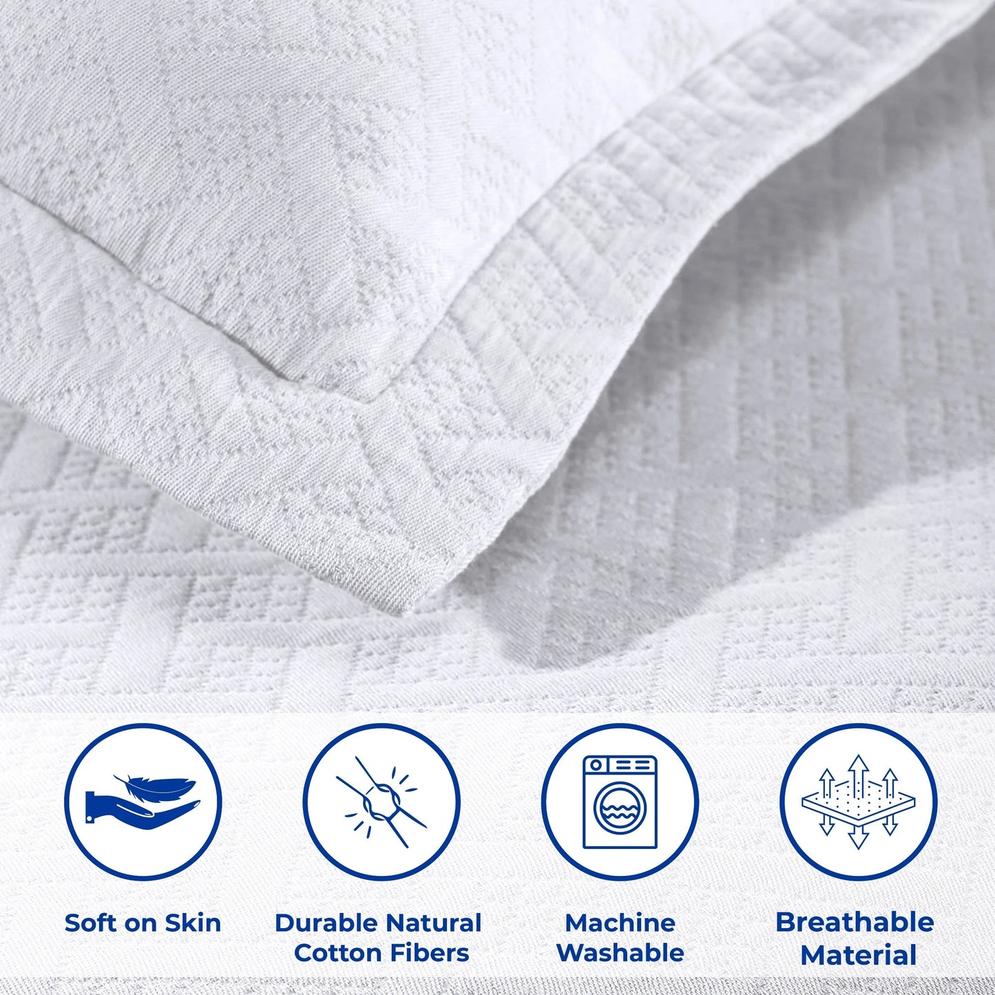 Superior Basketweave Cotton Decorative Bedspread Set