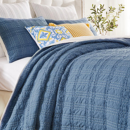 Greenland Home Fashions Portofino Finely Stitched Ruffled Reversible 100% Cotton Quilt Set