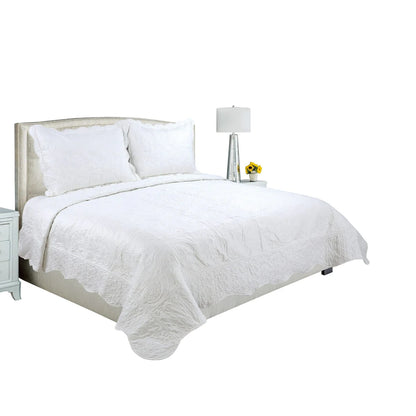 Marina Decoration Embroidered Stitching Coverlet Bedspread Ultra Soft Solid Summer Quilt Set, Floral Paisley