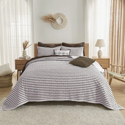 Wonderful 5 Piece Striped Coverlet Set