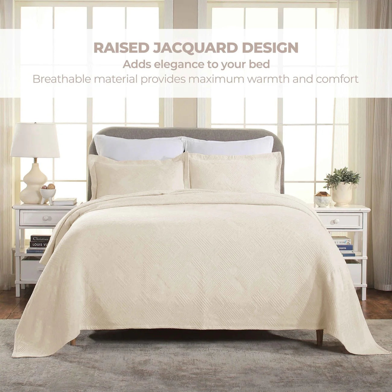 Superior Geometric Fret Cotton Decorative Bedspread Set