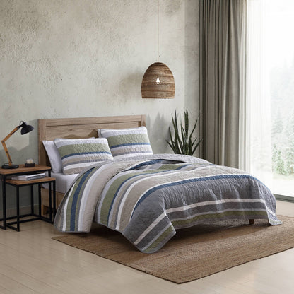 Eddie Bauer Salmon Ladder Beige Cotton Quilt Set