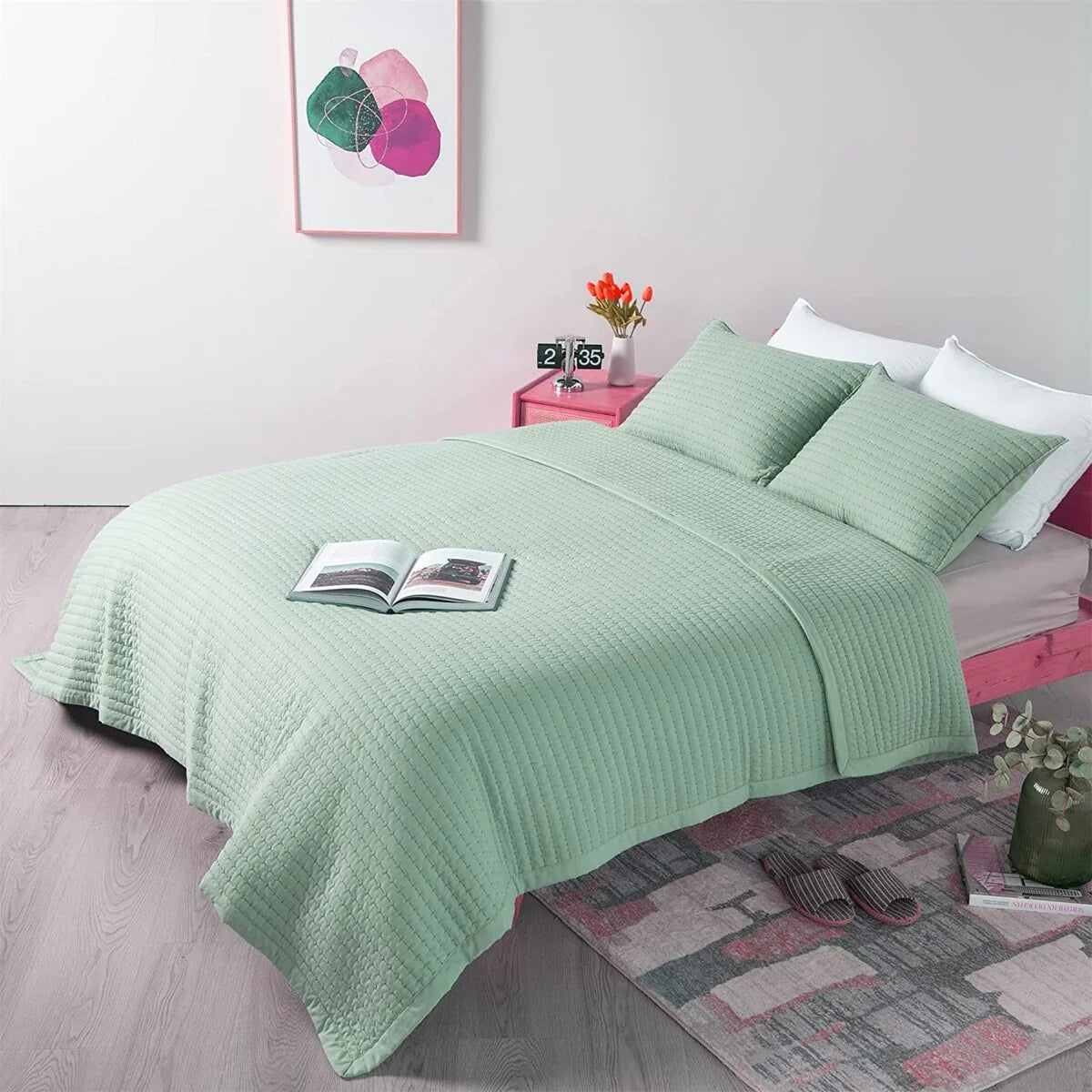 KASENTEX Quilt Set Soft Bedspread - Light Weight, Stone Washed, Down Alternative Fill, Machine Washable
