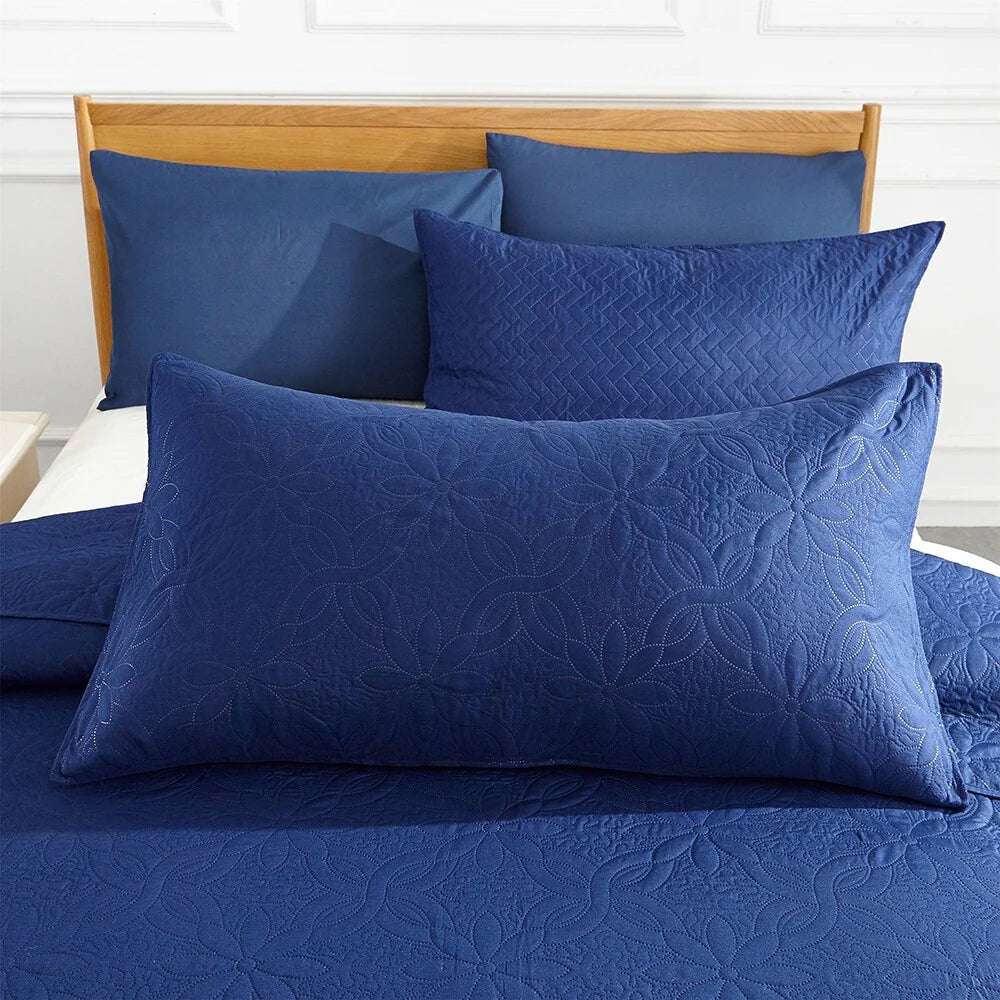 3-piece Fashionable Solid Embossed Quilt Set Bedspread Cover