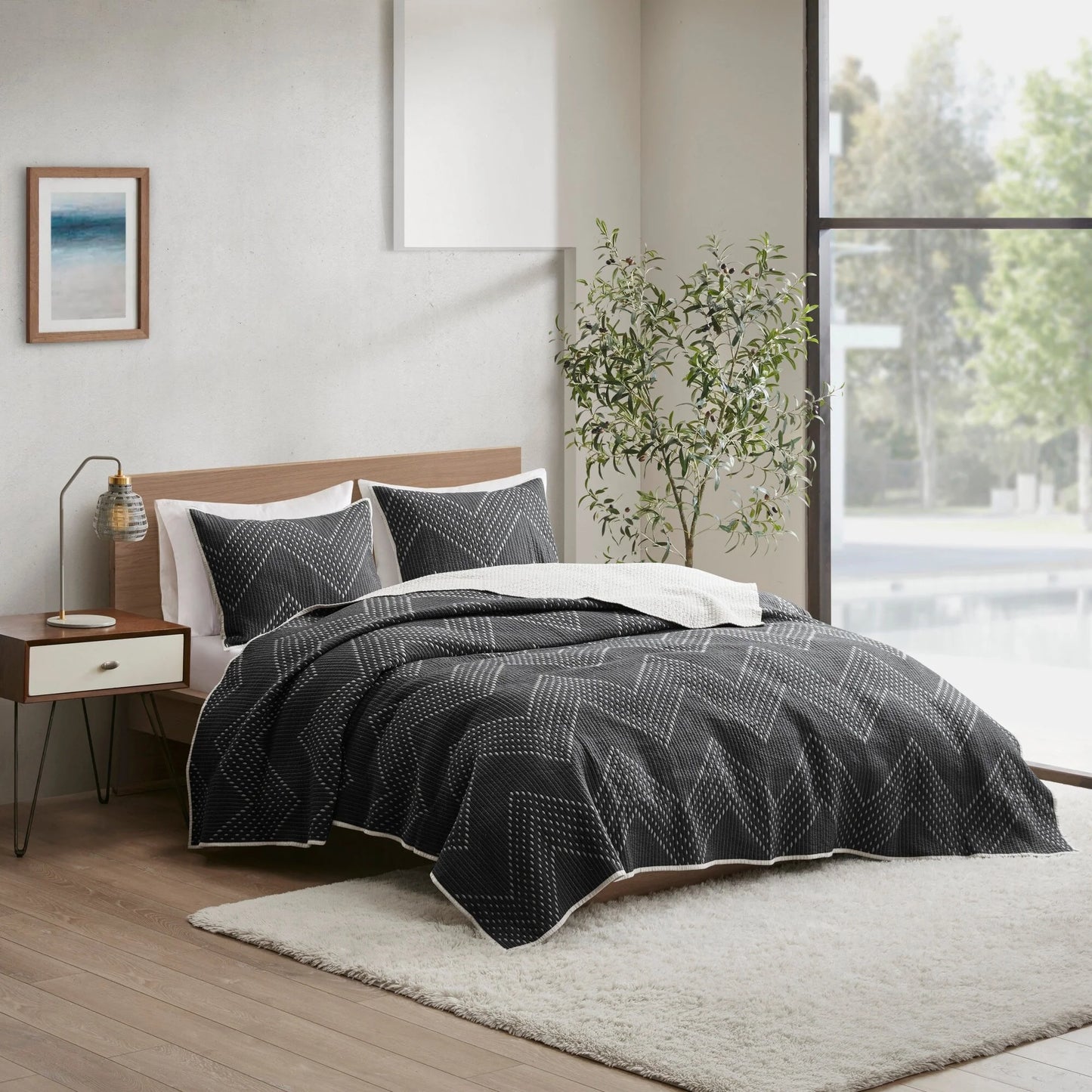 INK+IVY Pomona 3 Piece Embroidered Cotton Quilt Set
