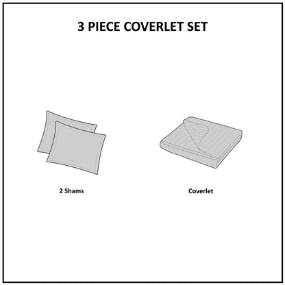INK+IVY Pomona 3 Piece Embroidered Cotton Quilt Set